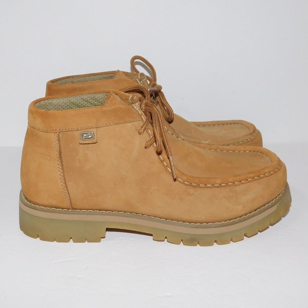 Sketchers Suede light Brown Tan Stone Boot Martyr lace up Mens 9.5